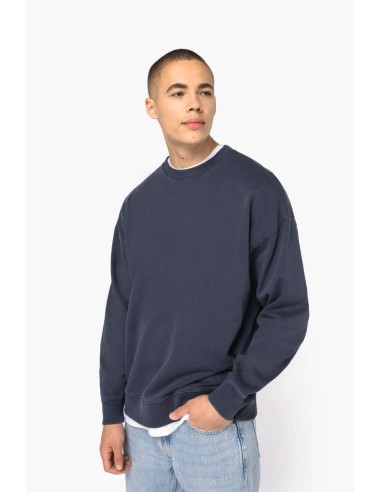 NAT-NS447-UNISEX WASHED EFFECT OVERSIZE ROUND NECK SWEATSHIRT